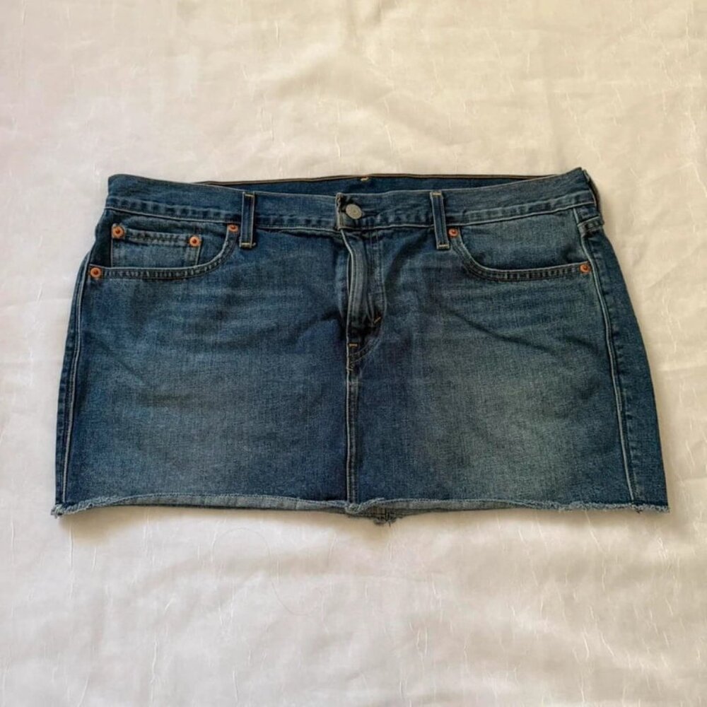 girly grunge denim distressed mini skirt